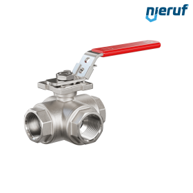 3  way ball valve DN25 - 1" inch GK09 stainless steel T drilling