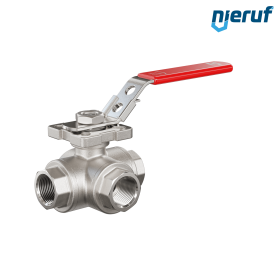 3-way ball valve DN15 - 1/2" inch GK09 stainless steel L drilling