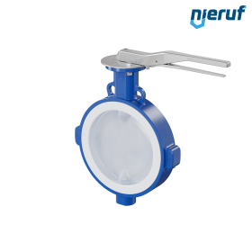PFA-Butterfly-valve PTFE AK09 DN250 PN10-PN16 lever silicone insert