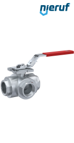 3-way ball valve DN8 - 1/4" inch GK09 stainless steel L drilling