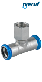 T-fitting Pressfitting F x F DN32 - 35,0 mm female thread 1/2" inch stainless steel