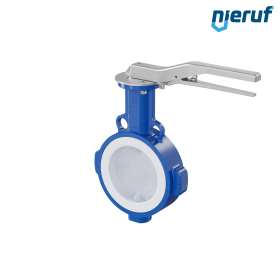 PFA-Butterfly-valve PTFE AK09 DN125 PN10-PN16 lever silicone insert