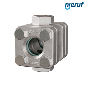 flow-through sight flow indicator G 1/2" Inch stainless steel borosilicate glass