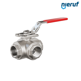 3-way ball valve DN32 - 1 1/4" inch GK09 stainless steel L drilling