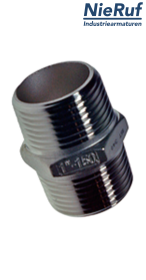 hexagon nipple 1/2" inch NPT male stainless steel 316
